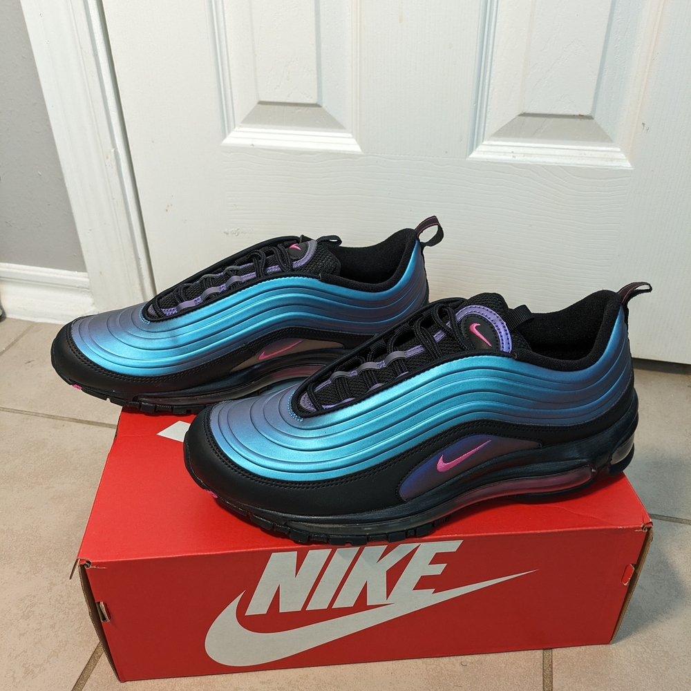 New! Nike Air Max 97 LX Throwback Future Sneakers, Blue & Black w/ Pink Accents